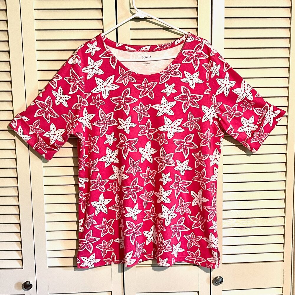 Blair Tunic / Top * Size XL * Cotton/Poly * Pink Sea Print * New without Tag